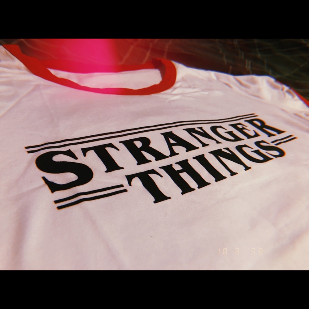 Stranger Things Ringer Tee, Unisex, White